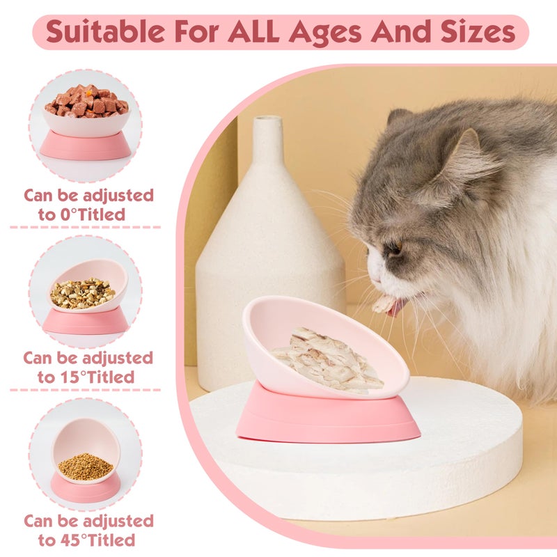 Umysky French Bulldog Food Bowl- Slanted Tilted Pug Food Water Bowl,Cat Bowl- Feeder for Frenchie/Shih Tzu/Flat Faced Small Dogs/Puppies/Cats (Pink, 2 Cup) - Image 2